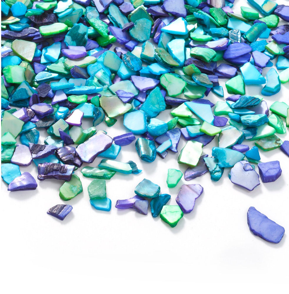 Teal-Aqua-Purple Crushed Shells - 500-8oz