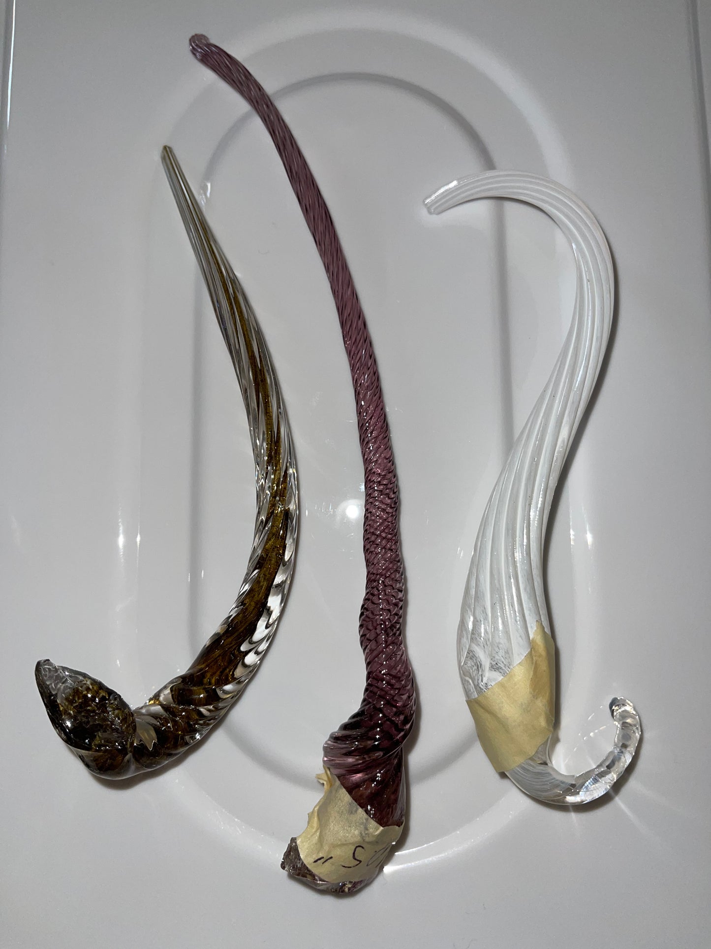 SET OF 3 BLOWN GLASS STEMS