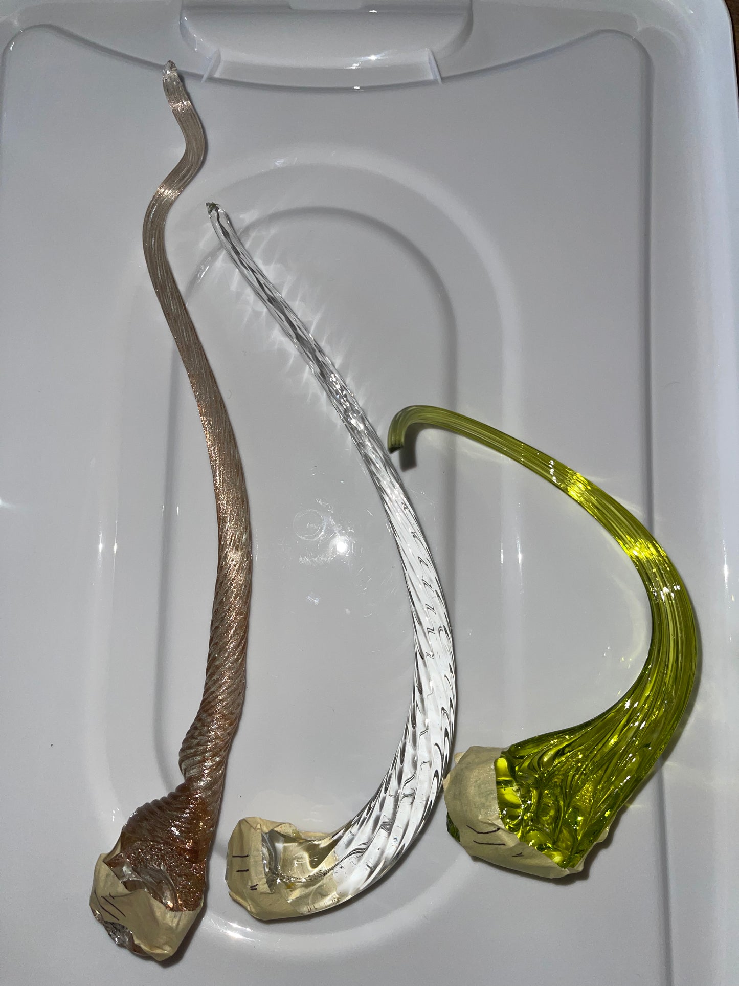 SET OF 3 BLOWN GLASS STEMS