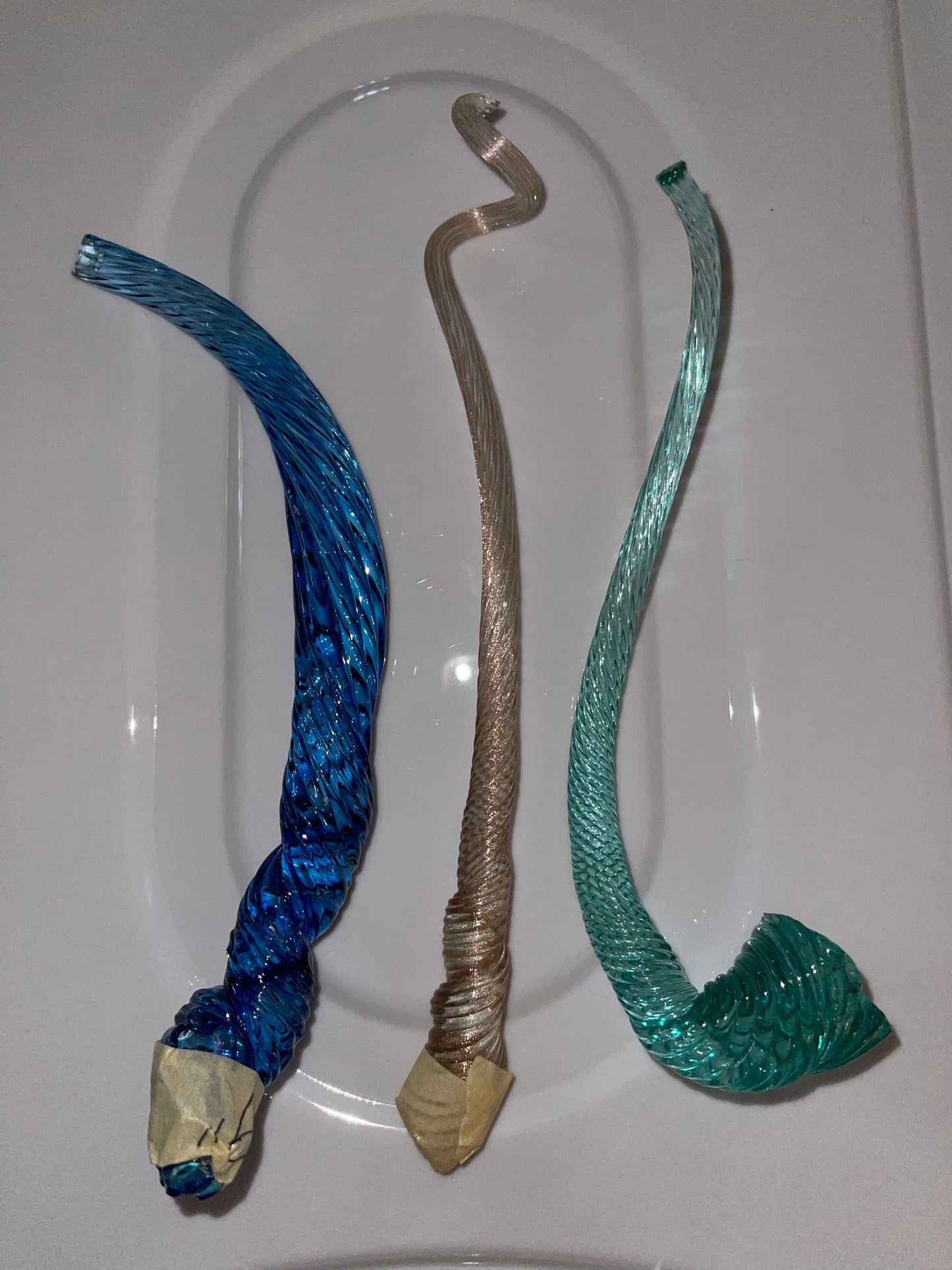 SET OF 3 BLOWN GLASS STEMS