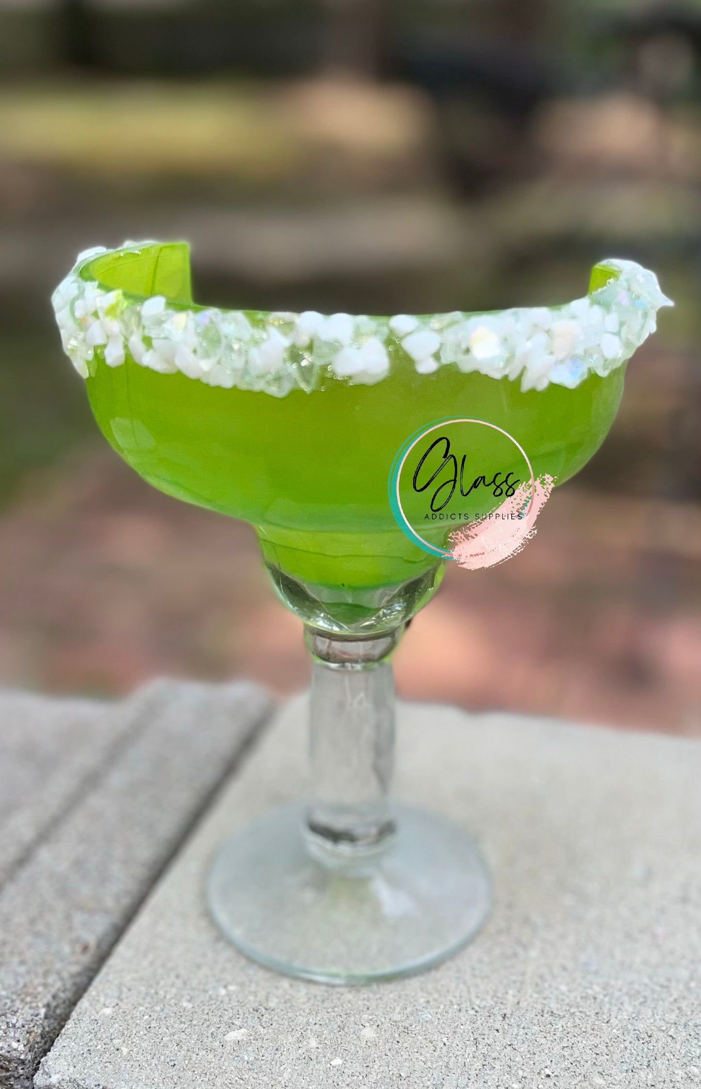 Half Cut Margarita Glass - Cut & Colored (WITH or WITHOUT Salt/Sugar)