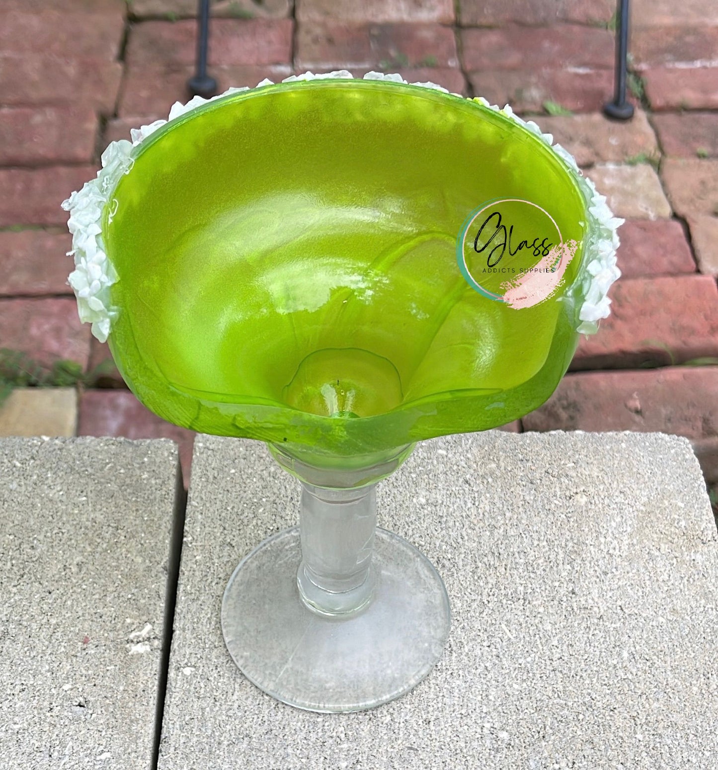 Half Cut Margarita Glass - Cut & Colored (WITH or WITHOUT Salt/Sugar)