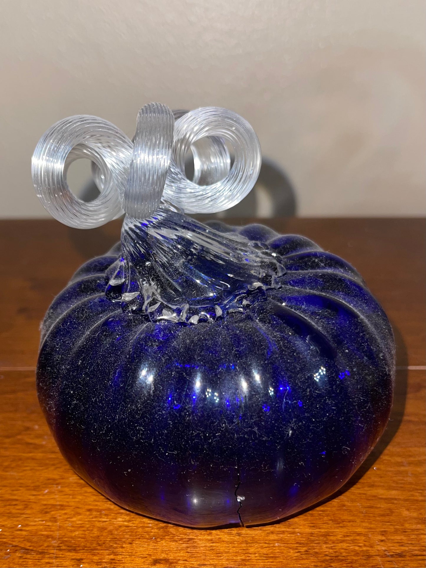 SOLD - DARK Blue BG Pumpkin & Stem