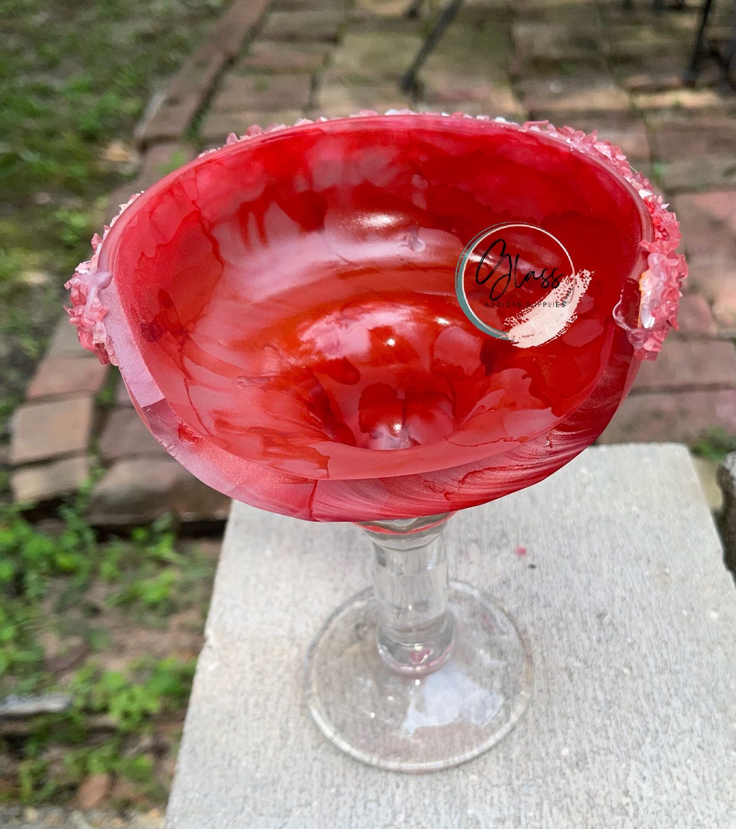 Half Cut Margarita Glass - Cut & Colored (WITH or WITHOUT Salt/Sugar)