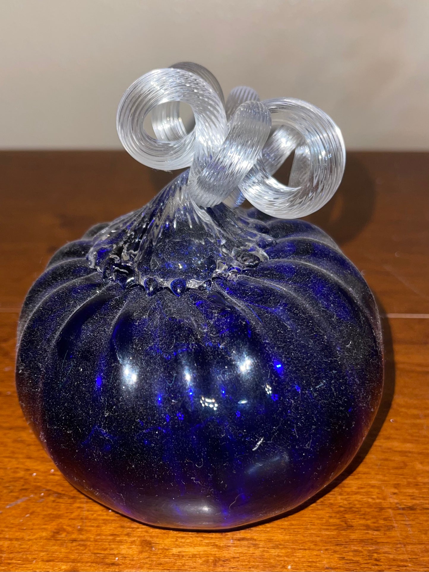 SOLD - DARK Blue BG Pumpkin & Stem