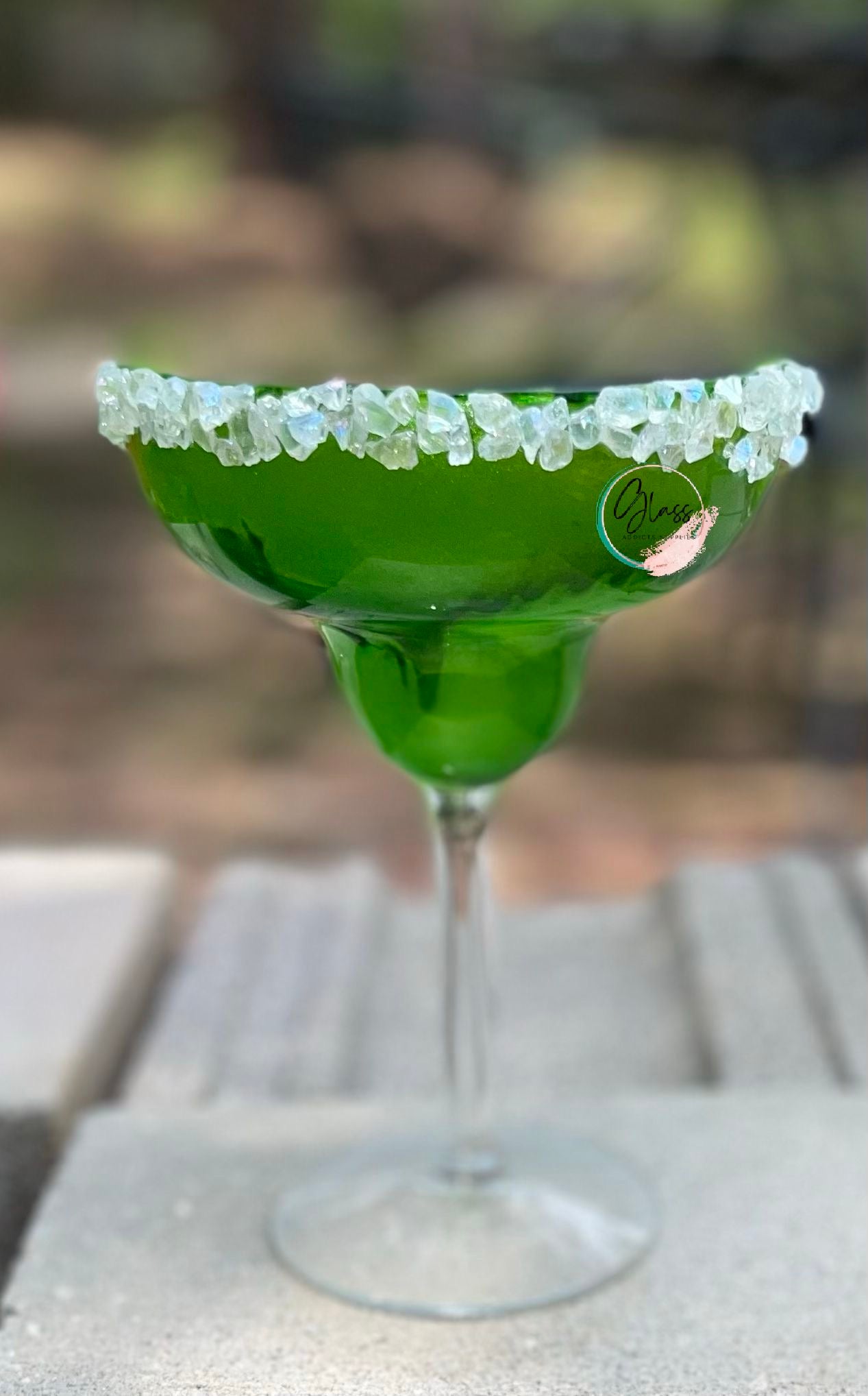 Half Cut Margarita Glass - Cut & Colored (WITH or WITHOUT Salt/Sugar)