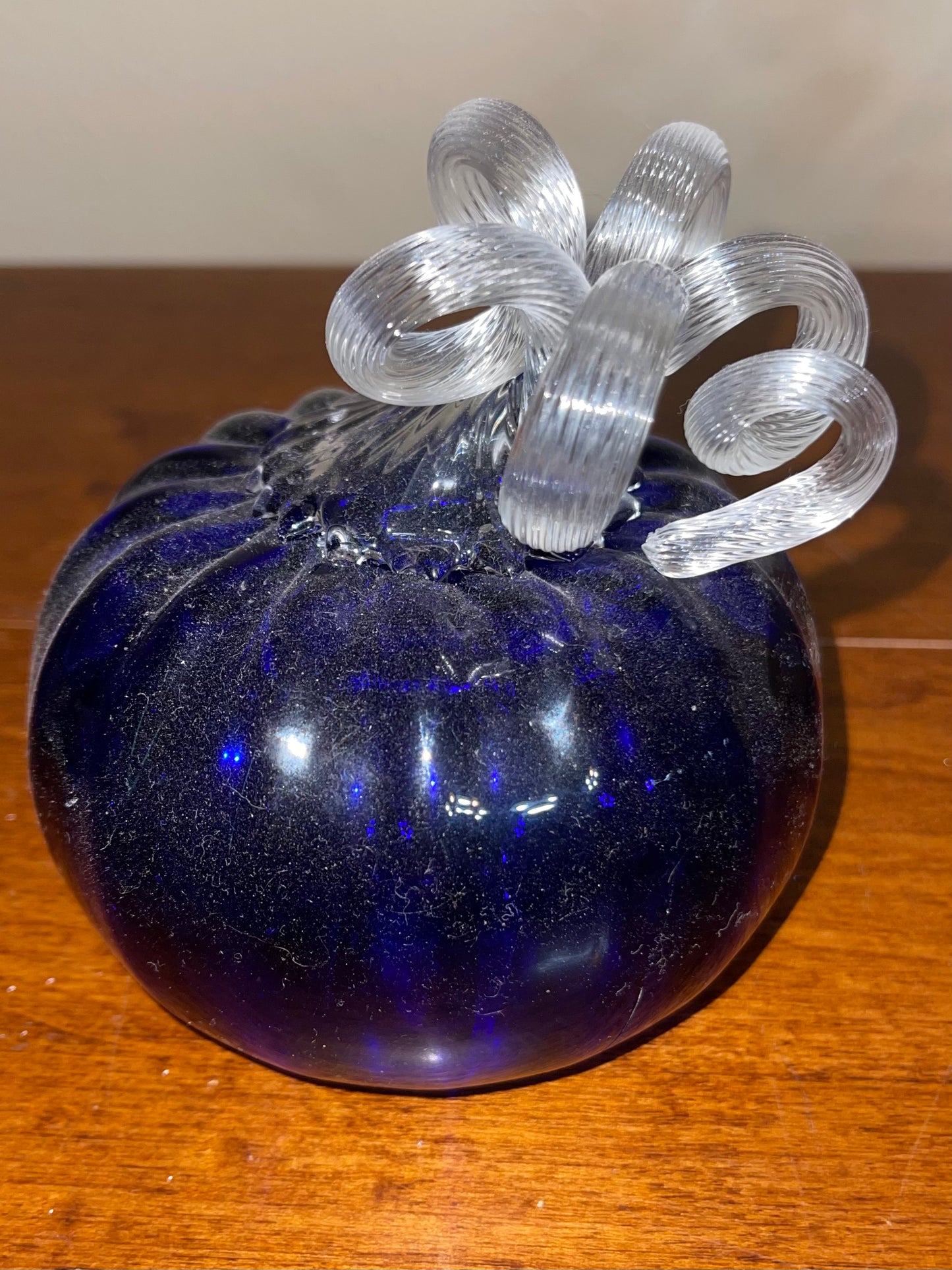 SOLD - DARK Blue BG Pumpkin & Stem