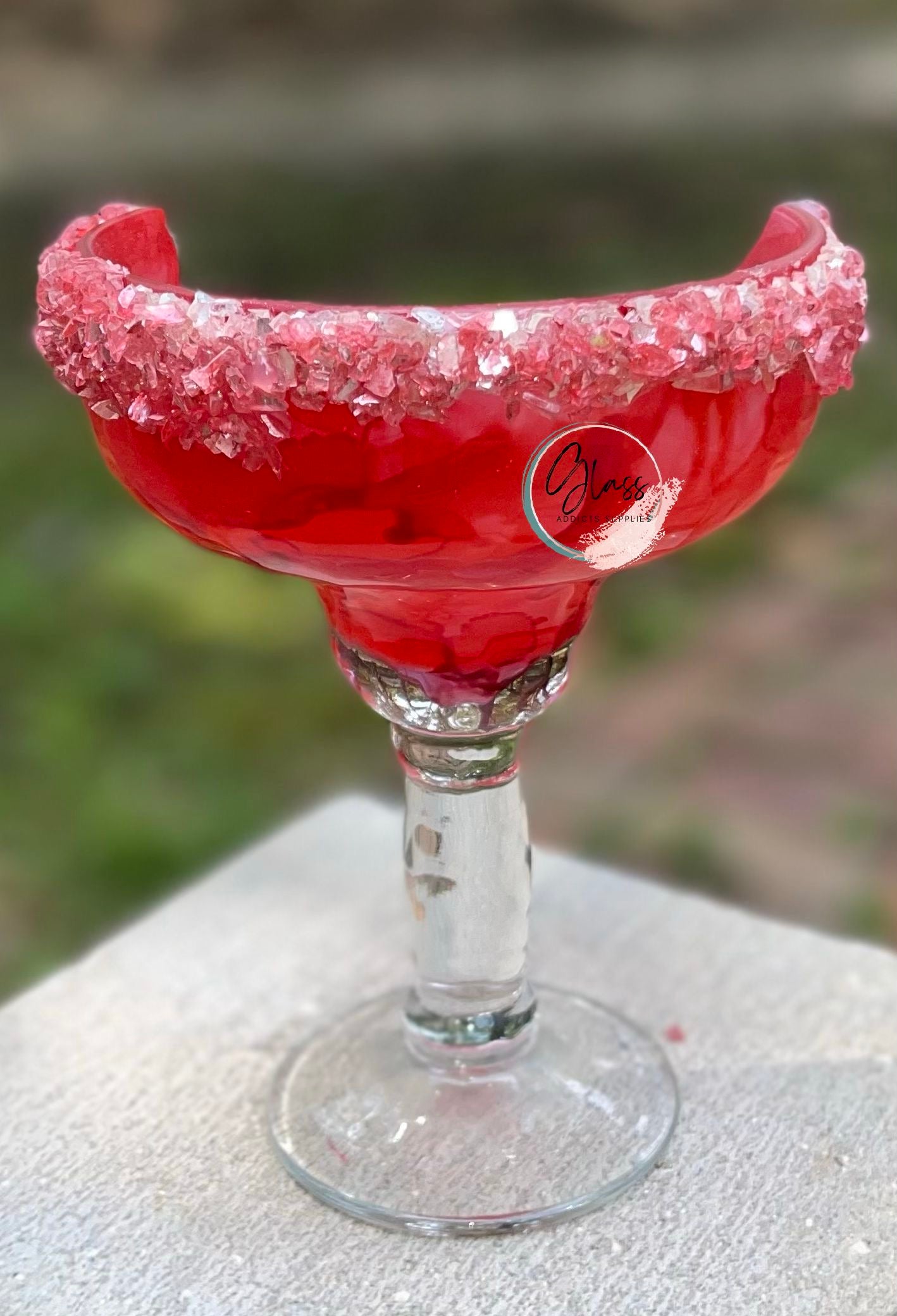 Half Cut Margarita Glass - Cut & Colored (WITH or WITHOUT Salt/Sugar)