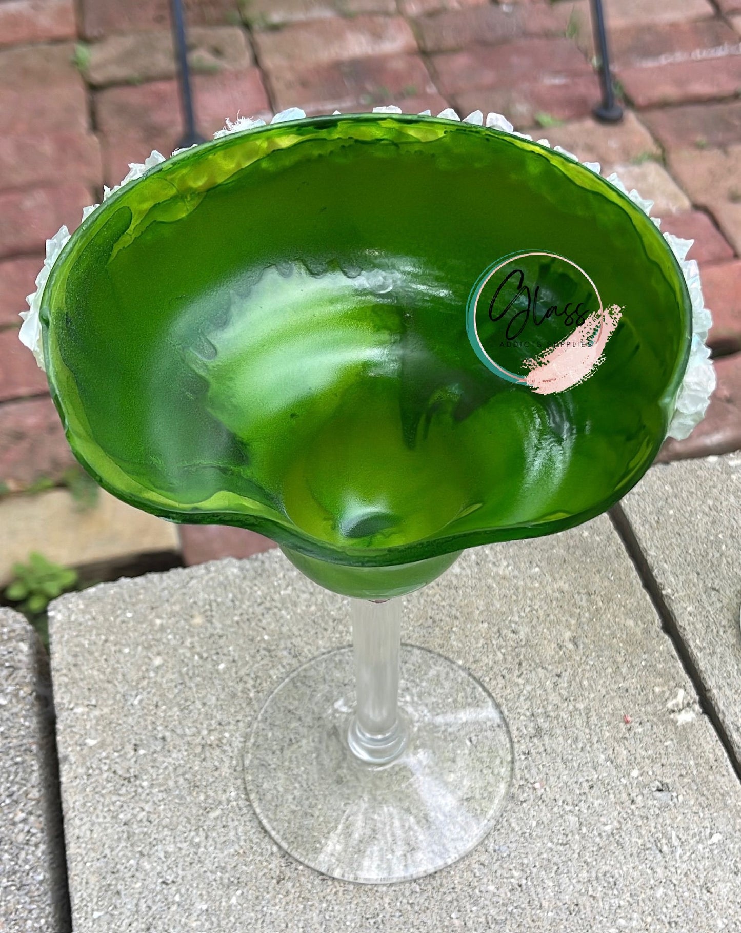 Half Cut Margarita Glass - Cut & Colored (WITH or WITHOUT Salt/Sugar)