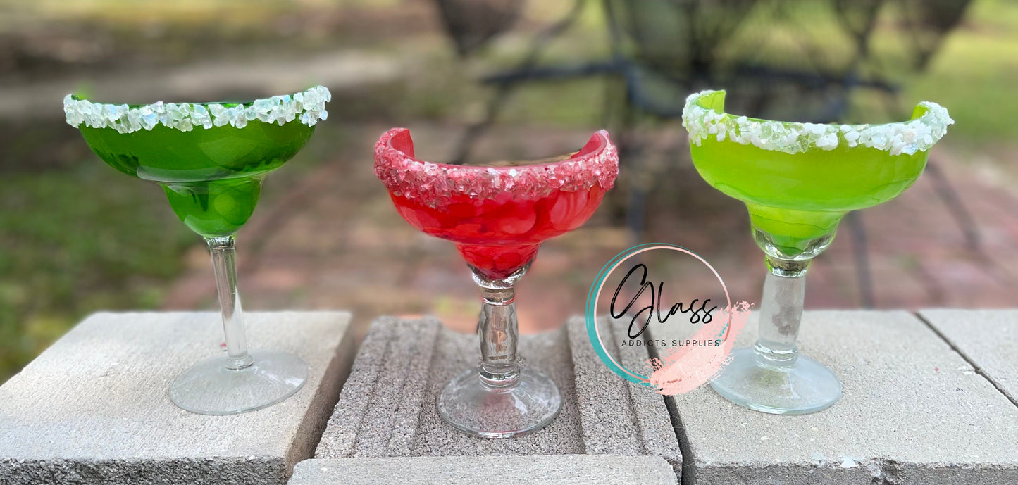 Half Cut Margarita Glass - Cut & Colored (WITH or WITHOUT Salt/Sugar)